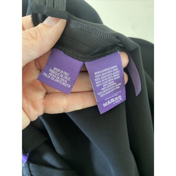 Ralph Lauren Purple Label Womens 6 Black Straight Leg Silk Pants Made in Italy - Picture 5 of 7